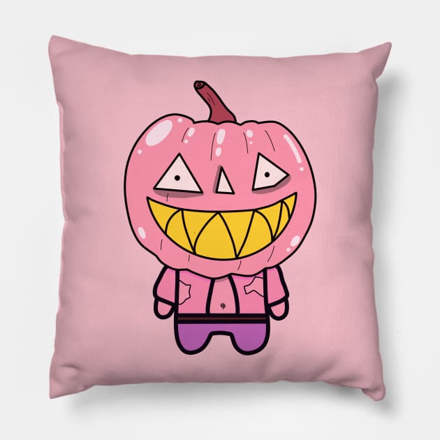 Pink Zombie Pumpkin Man of Halloween Pillow by BoboSong