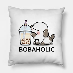 Little Bobaholic Puppy Loves Boba Tea! Pillow