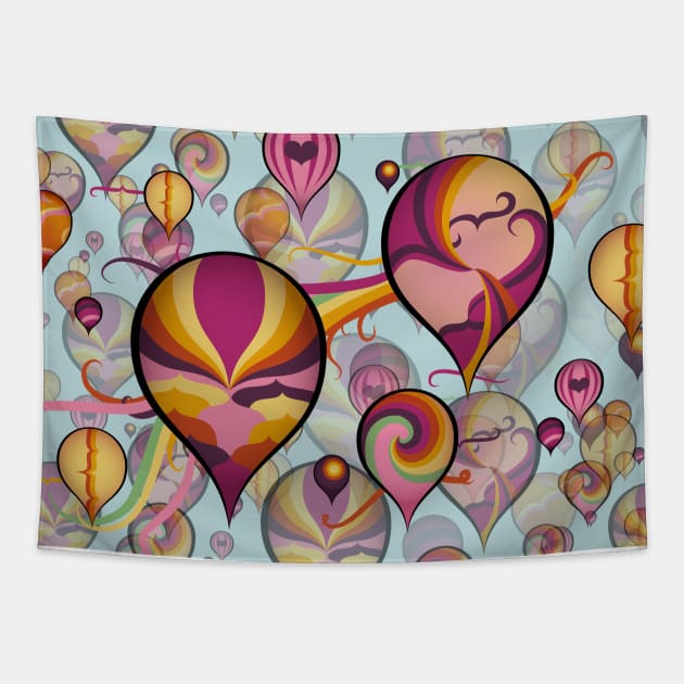 Rainbow Hot Air Balloon Festival Tapestry by fehrti