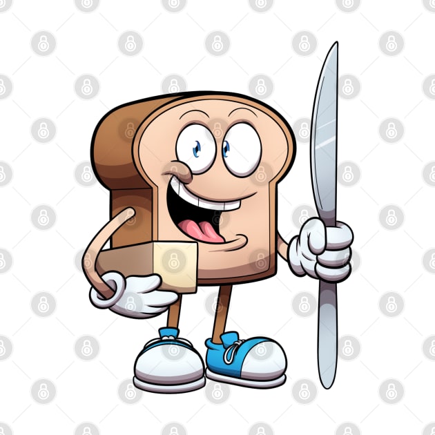 Bread Character With Knife And Butter by TheMaskedTooner