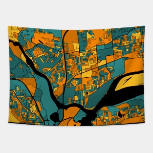 Gatineau Map Pattern in Orange & Teal Tapestry