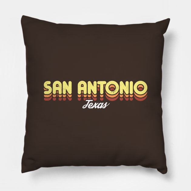 Retro San Antonio Texas Brown Pillow by rojakdesigns