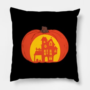 Haunted House Pumpkin Graphic Pillow