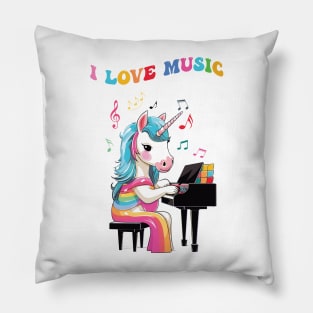 Unicorn's Love for Music Pillow