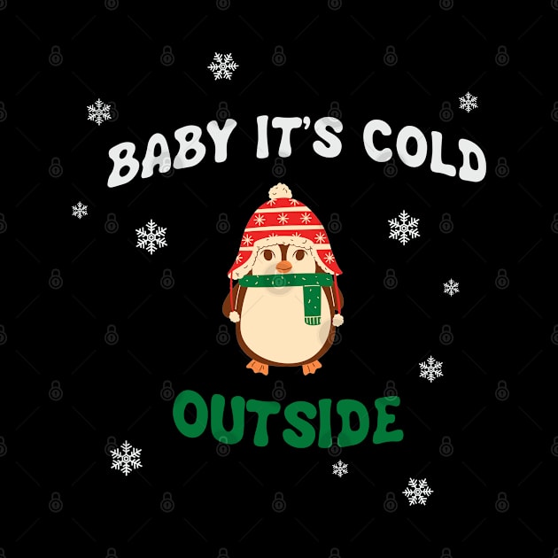 Baby it's cold outside cute penguin by BoogieCreates