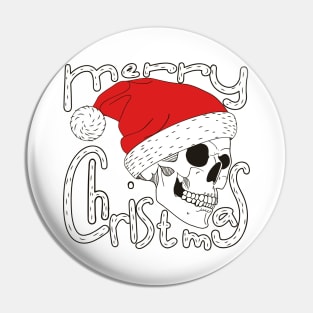 Merry Christmas Skull Face Pin