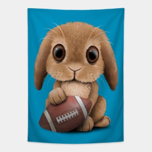 Cute Baby Bunny Playing With Football Tapestry