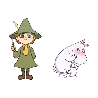 Blushy Moomin and Snufkin with knife T-Shirt