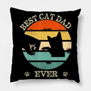 Best Cat Dad Ever Bump Fit Retro Vintage Pillow