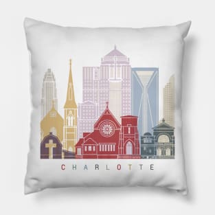 Charlotte skyline poster Pillow