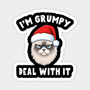 I'm Grumpy Deal With It Funny Sarcastic Saying Santa hat Magnet