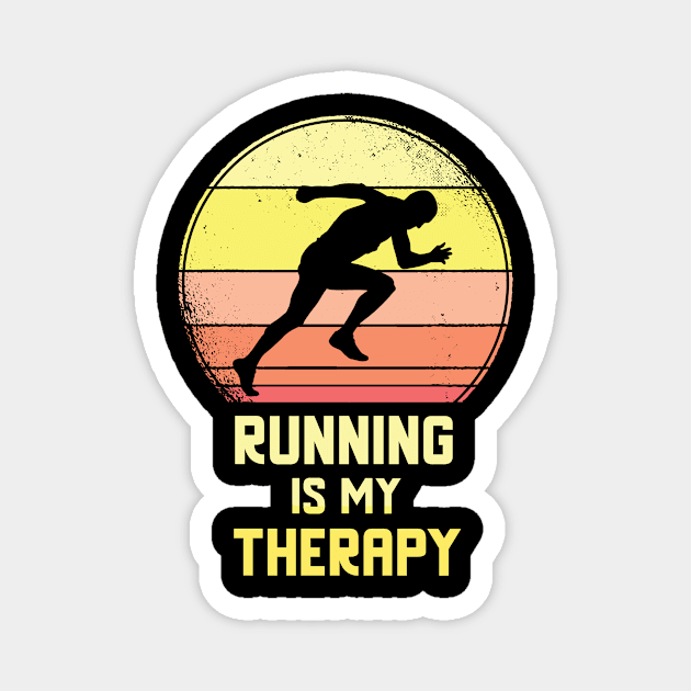 Running Is My Therapy Vintage Retro Motivation Magnet by Dogefellas