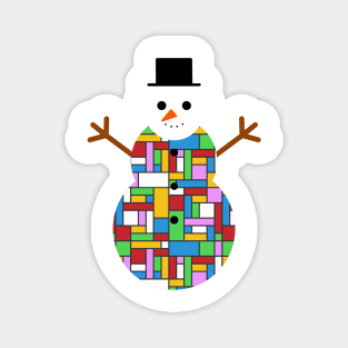 Colorful rectangles snowman Magnet