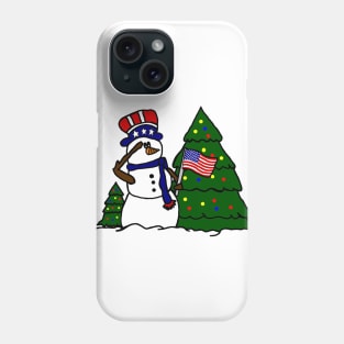 American Patriotic Christmas Snowman Phone Case