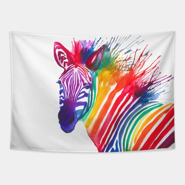 Rainbow Zebra Tapestry by DellaMorteArts