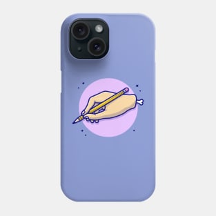 Pencil With Hand Cartoon Vector Icon Illustration Phone Case