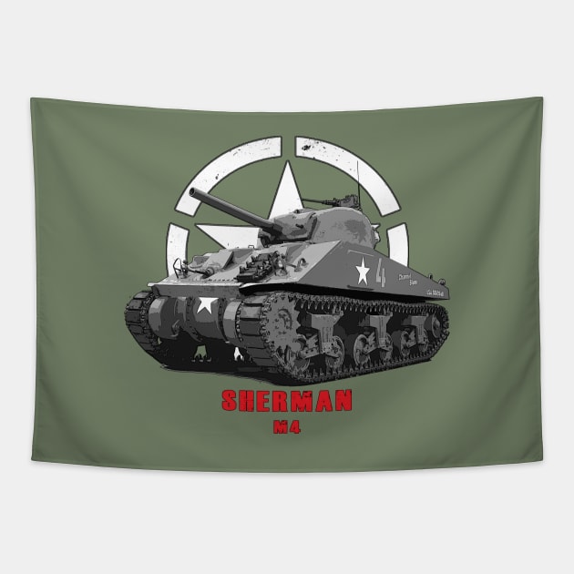 M4 Sherman Military tank WW2 Tapestry by Jose Luiz Filho