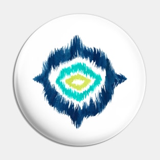 Hand Painted Blue Ikat Ogee Pin