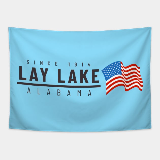 Lay Lake USA - dark text Tapestry by Alabama Lake Life