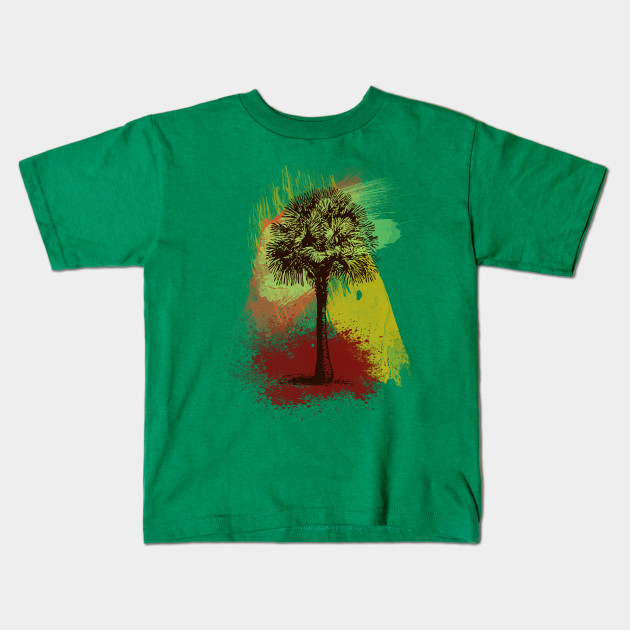 Palm Tree Paint Brushes Abstract Summer Palm Tree Kids T Shirt