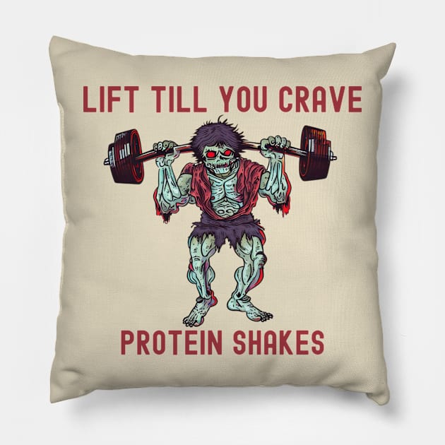 Protein shakes Zombie Apocalypse deadlift zombie gym motivation Pillow by Japanese Fever