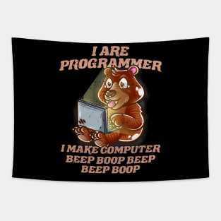 I Are Programmer Introvert Nerd Grizzly Bear IT Nerd Geek Tapestry