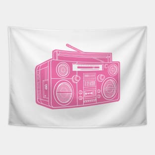 Boombox (White Lines + Blush Red Drop Shadow) Analog / Music Tapestry