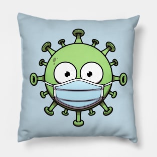 Corona Virus Character Wearing Face Mask Pillow