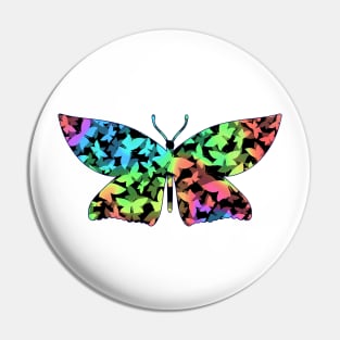 Veil of Butterflies, Pastel Rainbow Swirl Pin