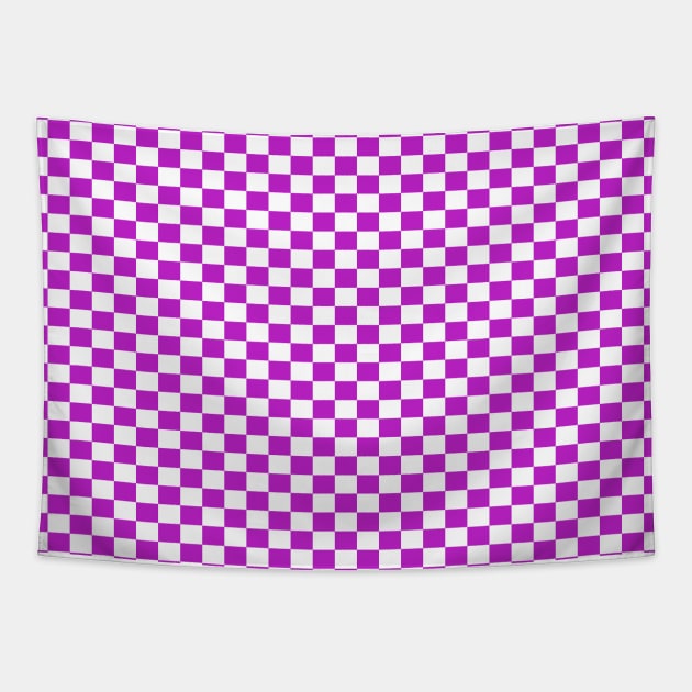 checkered Purple and White Tapestry by DragonTees