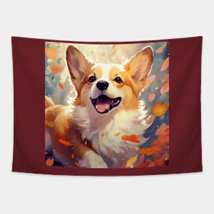 Fall Corgi Puppy Tapestry