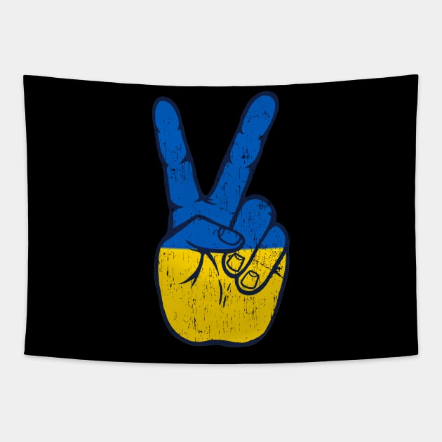 PEACE FOR UKRAINE - Hand Sign Tapestry by Jitterfly