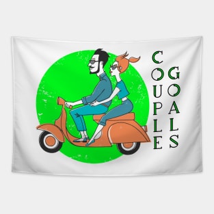 couple goals couple riding on scooter Tapestry