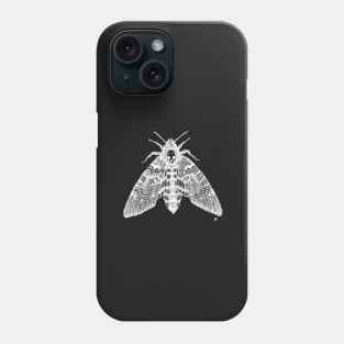 Dotwork Death's-head Hawk-moth (White) Phone Case