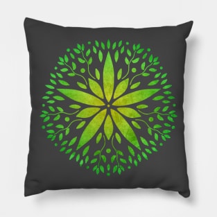 Flower Mandala in green Pillow