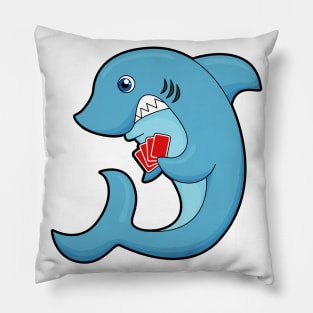 Shark at Poker with Poker cards Pillow