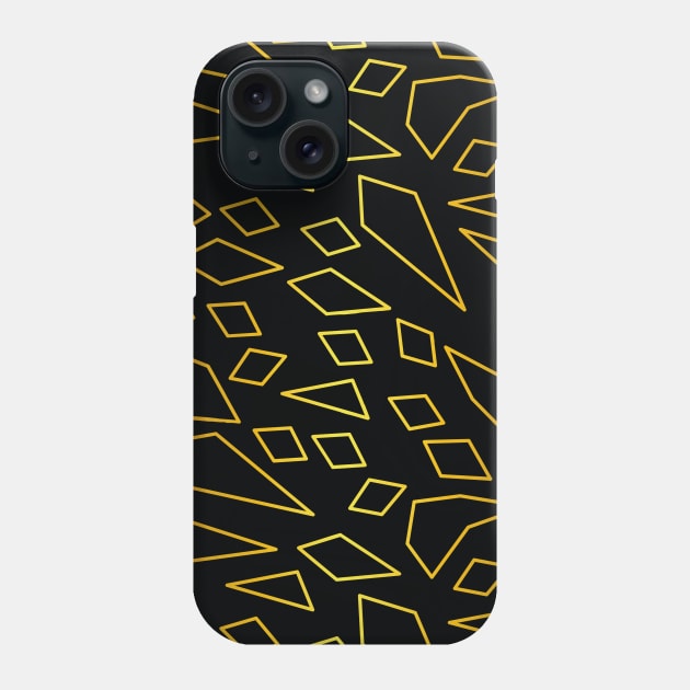 Abstract pattern design gold fragments outline on dark Phone Case by Elemesca