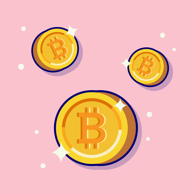 Gold Bitcoin Cartoon Vector Icon Illustration by Catalyst Labs