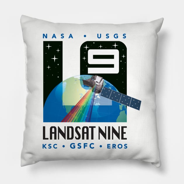 NASA Landsat 9 Logo Pillow by FaelynArt