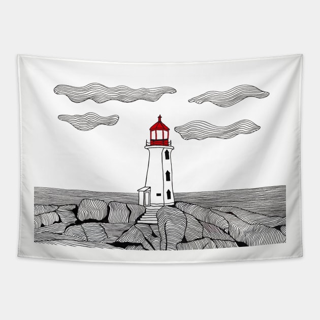 Peggy's Cove Lighthouse Tapestry by marilynllowe