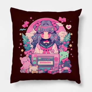 Cute Anime J-Pop Girl. Pillow