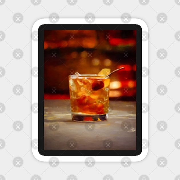 Old Fashioned Cocktail Magnet by ArtFactoryAI