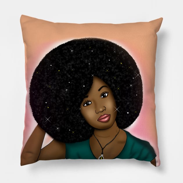 black women glow differently digital art Pillow by Spinkly Creations 