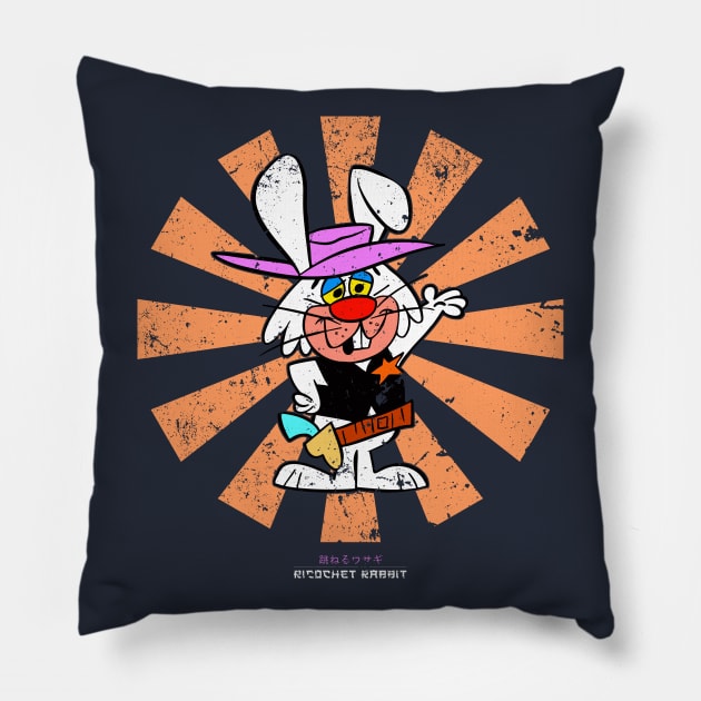 Ricochet Rabbit Retro Japanese Pillow by Nova5