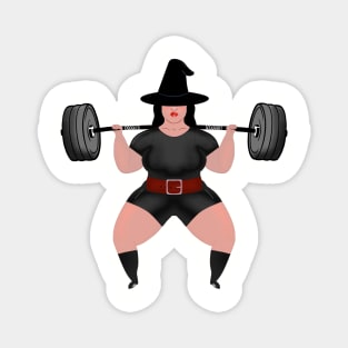 Powerlifter Witch Funny Halloween Gym Magnet