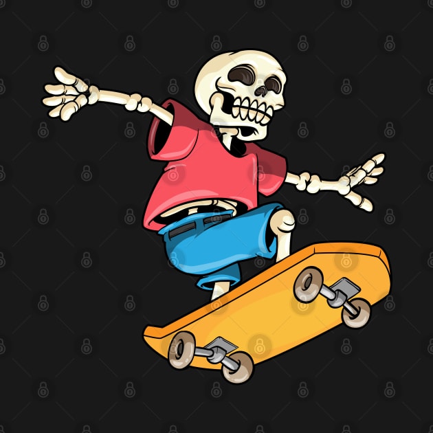 Skeleton as Skateboarder with Skateboard by Markus Schnabel