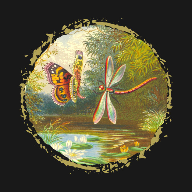 Disover Fairy Mary's Dream: Dragonfly and Butterfly - Natures Artwork - T-Shirt