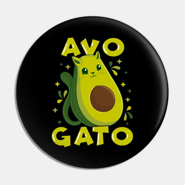 Cute & Funny Avogato Avocado Cat Pun Pin by theperfectpresents