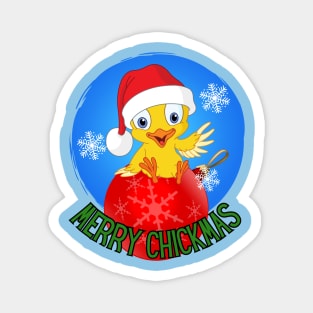 Funny Little Santa Chick wishing everyone a Merry Chickmas Christmas Magnet