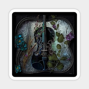 Cloisoinne Vintage Violin Stained Glass Magnet